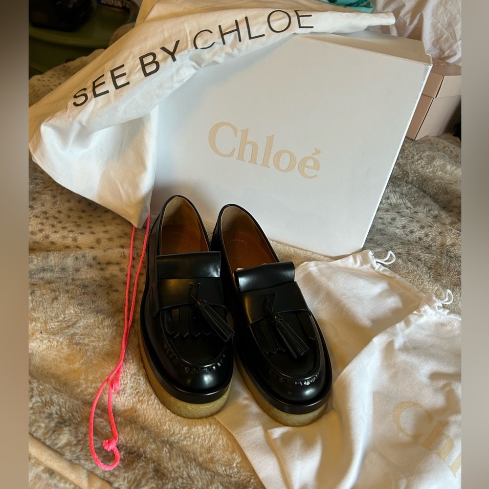 Chloe Platform Black Jamie Loafers Flatfirm Shoes Loafers